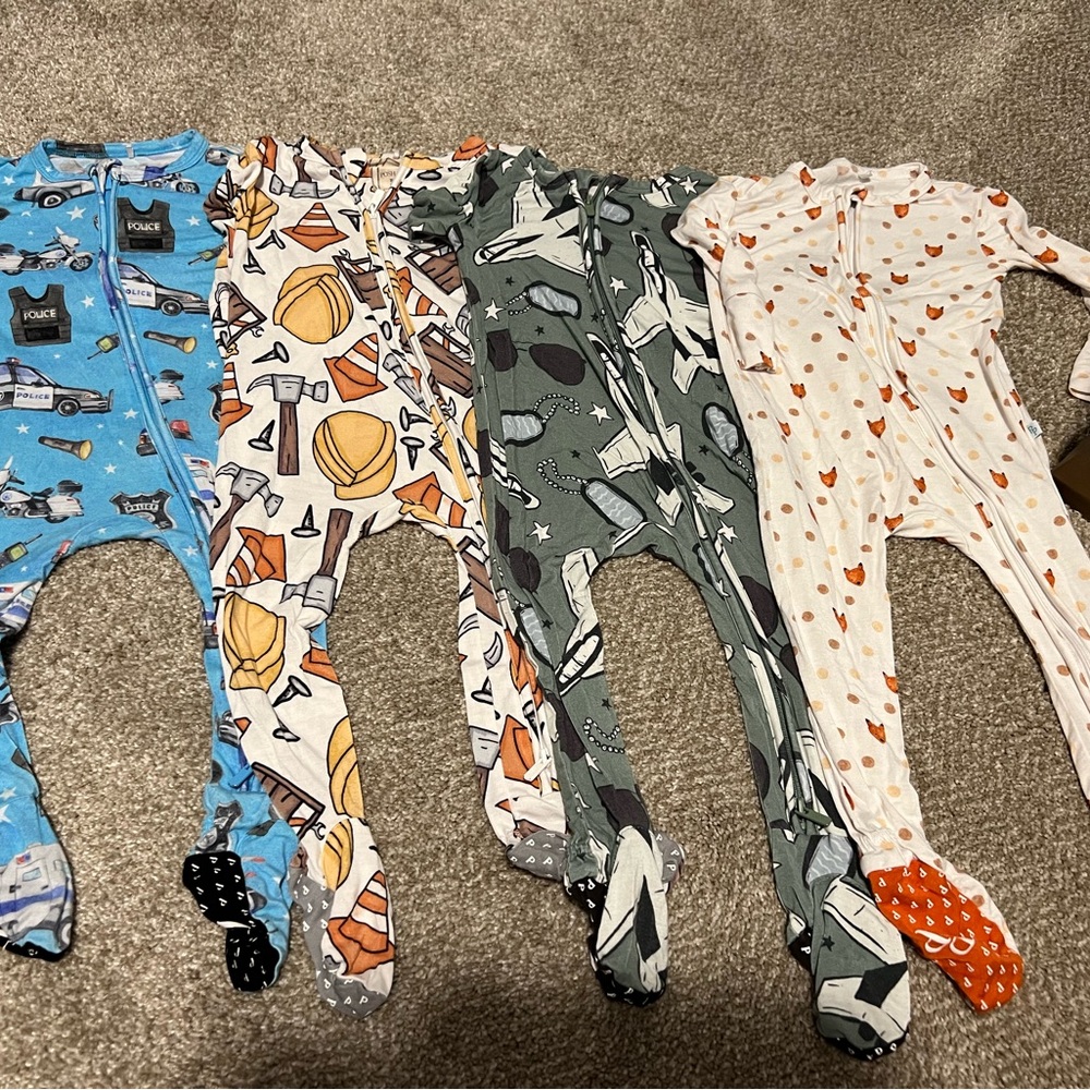 Kids One Piece Pajamas Set - Blue, White, Green, Orange